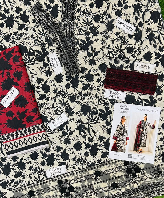 Zainab Chottani Khaddar Embroidered 3 Piece | ZC107| - Trendy Outfits -Anu Jee