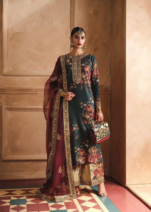 Humjoili Silk Embroidered 3 Piece | HJ100|- Trendy Outfits - Anu Jee.