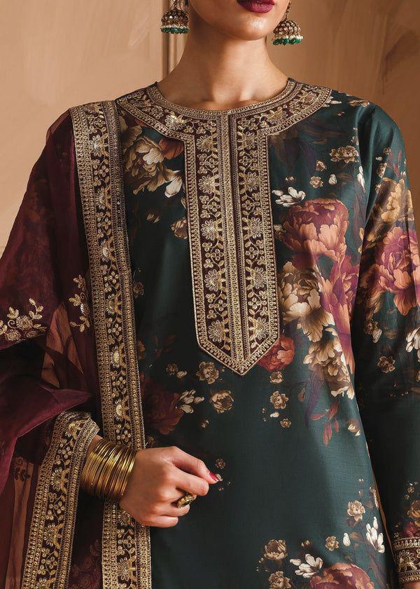 Humjoili Silk Embroidered 3 Piece | HJ100|- Trendy Outfits - Anu Jee.