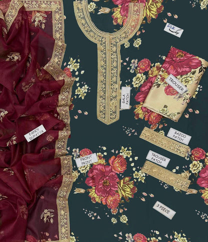 Humjoili Silk Embroidered 3 Piece | HJ100|- Trendy Outfits - Anu Jee.