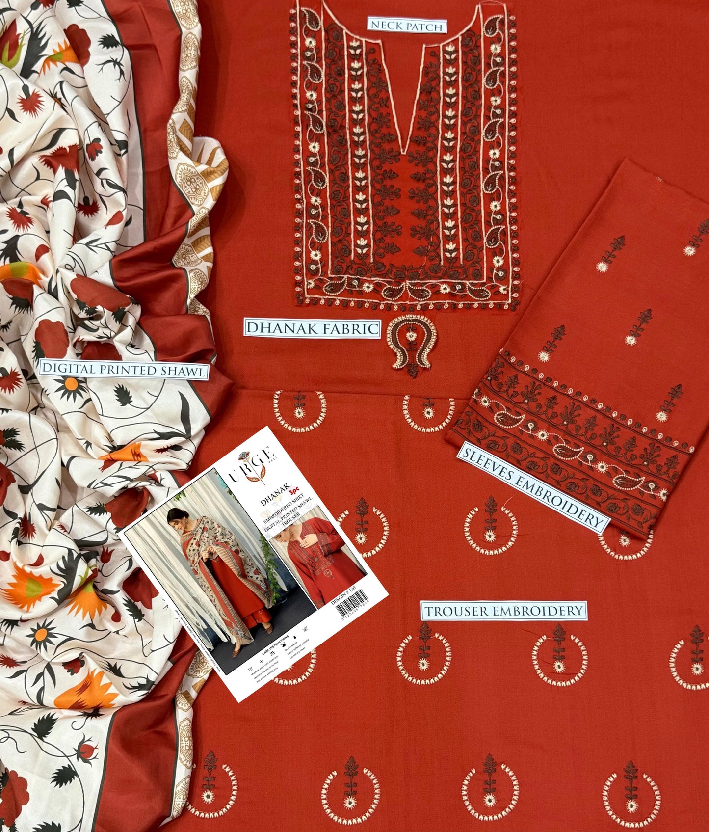 Aisling Dhanak Embroidered 3 Piece | AL105 | Trendy Casual Outfits - Anu Jee.