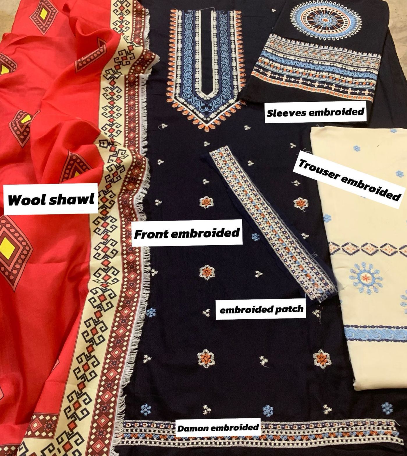 Jazmin Dhanak Embroidered 3 Piece | JZ103 | Trendy Casual Outfits - Anu Jee.