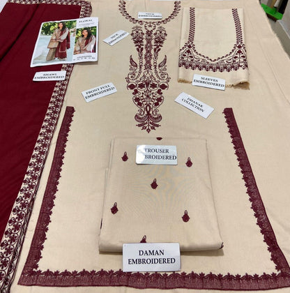 Baroque Dhanak Embroidered 3 Piece | BQ113 | Trendy Outfits - Anu Jee.