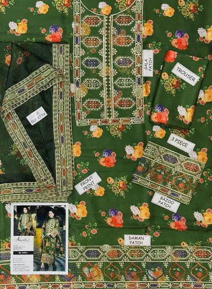 Aneela Shamoz Silk Embroidered 3 Piece | AN105 | Trendy Outfits - Anu Jee.