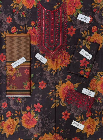 Baroque Dhanak Embroidered 3 Piece | BQ117  | Trendy Casual Outfits - Anu Jee.