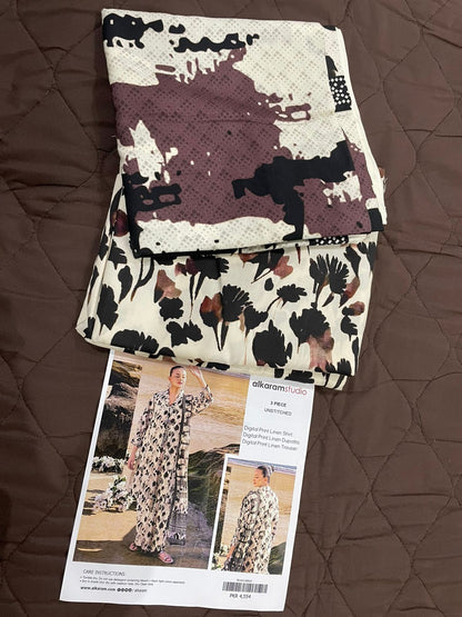 Alkaram Linen Digital Printed 3 Piece | AK100 | Trendy Outfits - Anu Jee.