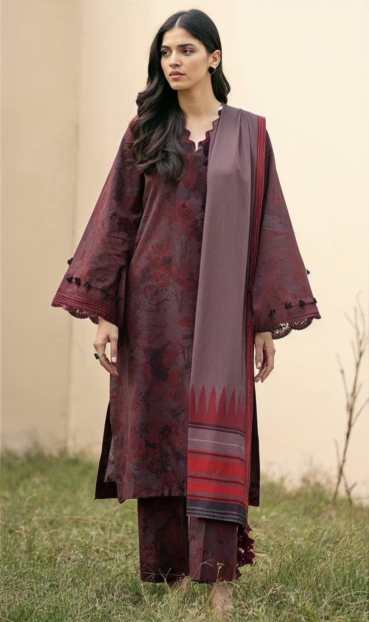 Baroque Khaddar Embroidered 3 Piece | BQ118| - Trendy Outfits -Anu Jee.