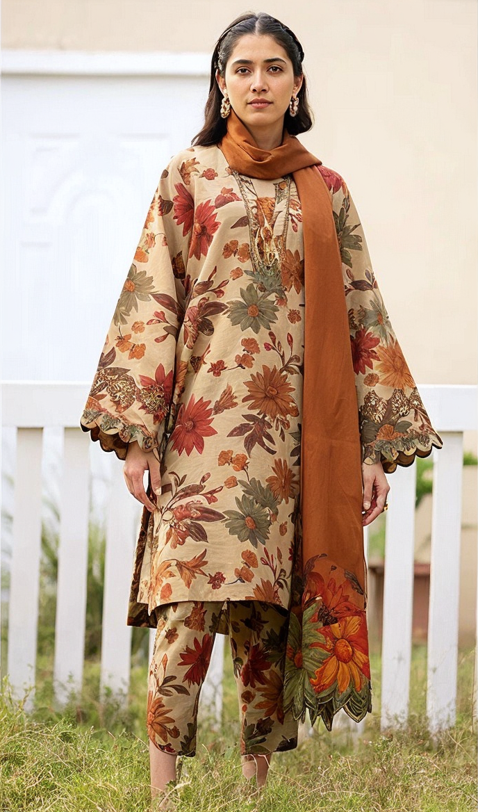 Baroque Khaddar Embroidered 3 Piece | BQ119| - Trendy Outfits -Anu Jee.