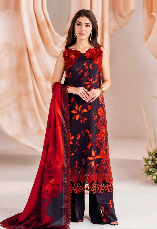 Asifa Nabeel Khaddar Embroidered 3 Piece | AF100| - Trendy Outfits -Anu Jee