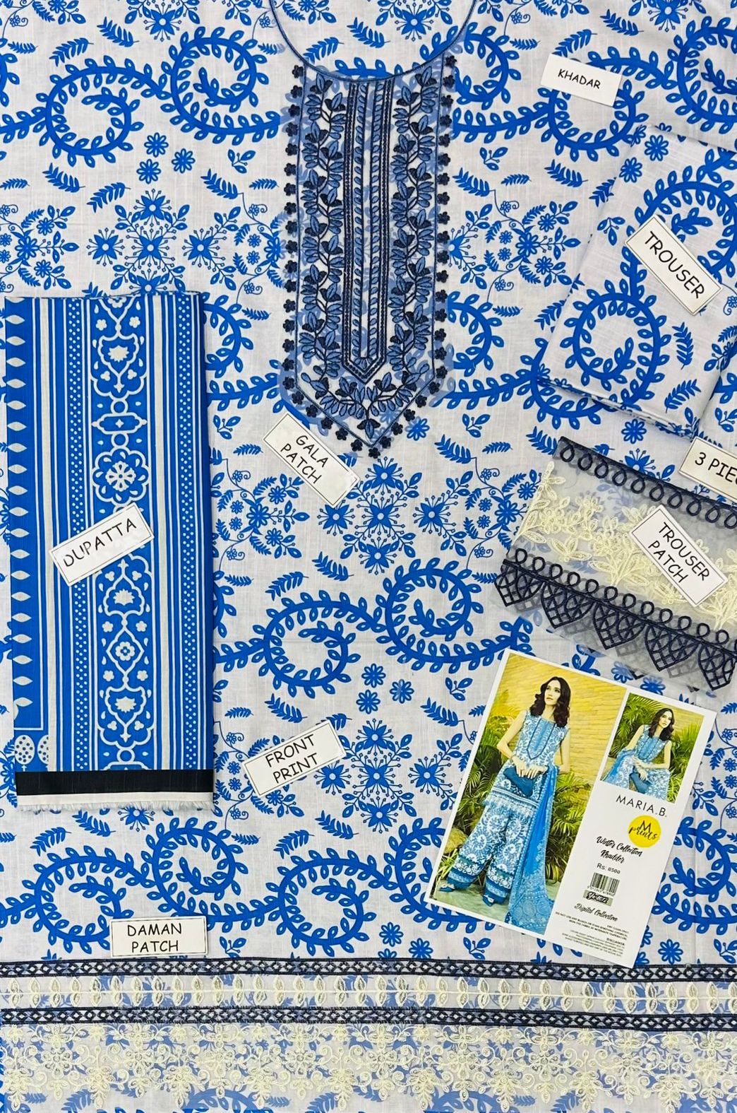 Maria.B. Khaddar Embroidered 3 Piece | MB106 | Trendy Outfits - Anu Jee.