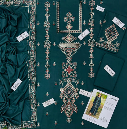 Sapphire Dhanak Embroidered 3 Piece | SP112| - Trendy Outfits -Anu Jee