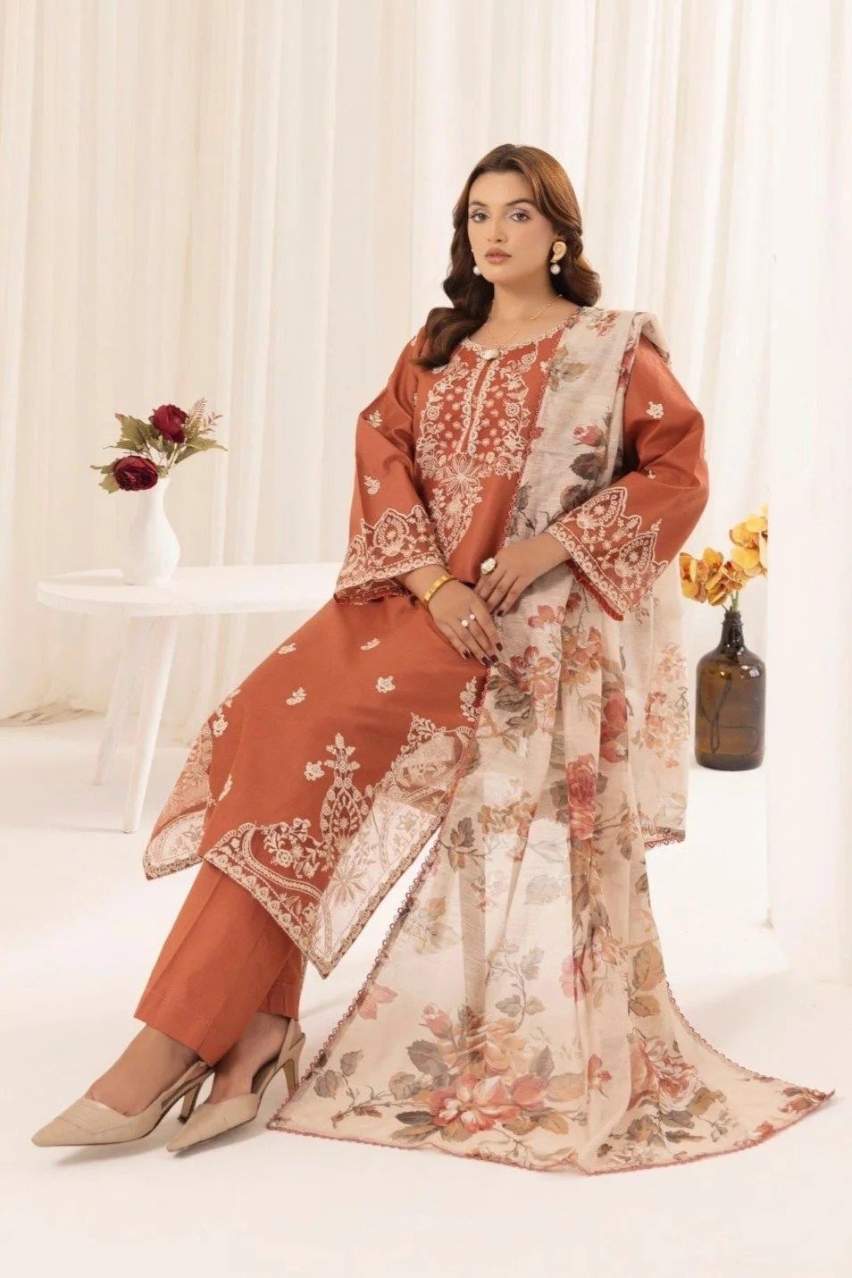 Mohagni Dhanak Embroidered 3 Piece | MG101  | Trendy Outfits - Anu Jee.